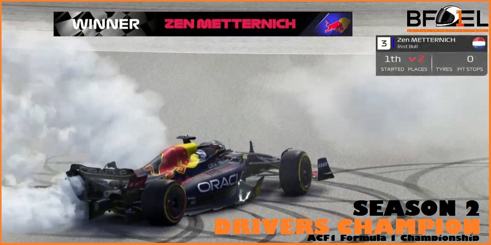 balkan_f1's tweet photo. 🏆ACF1 Formula 1 Championship!🏆
Zen Metternich 🇳🇱
🎖️🏎️Drivers Champion ! ~~ Season 2 
#acf1 #simracing #f1esports #assettocorsa #rssformulahybrid2022s #f1title #redbullracing 
#f1community #trkanje #skf1 #lap76 #f1balkan https://t.co/OZj1hdnLIB