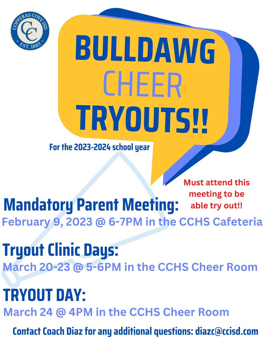 GodawgnationC's tweet photo. 2023-2024 Cheer Tryout Info ! https://t.co/1rCl6wN3Wn