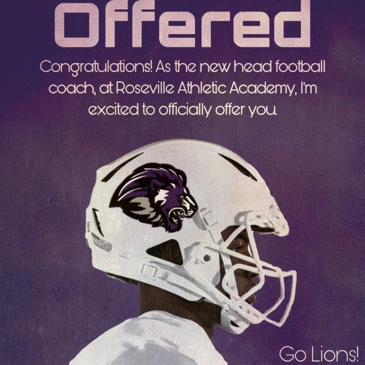 Blessed to receive my 6th offer from Roseville Academy thank you <a href="/SouthWAcademy/">Roseville Athletic Football</a> for the opportunity ⚪️🟣<a href="/PitCentralHS/">*The Pit* @ THE Central High School</a> <a href="/CHSFOOTBALL10/">Shem Johnson</a>