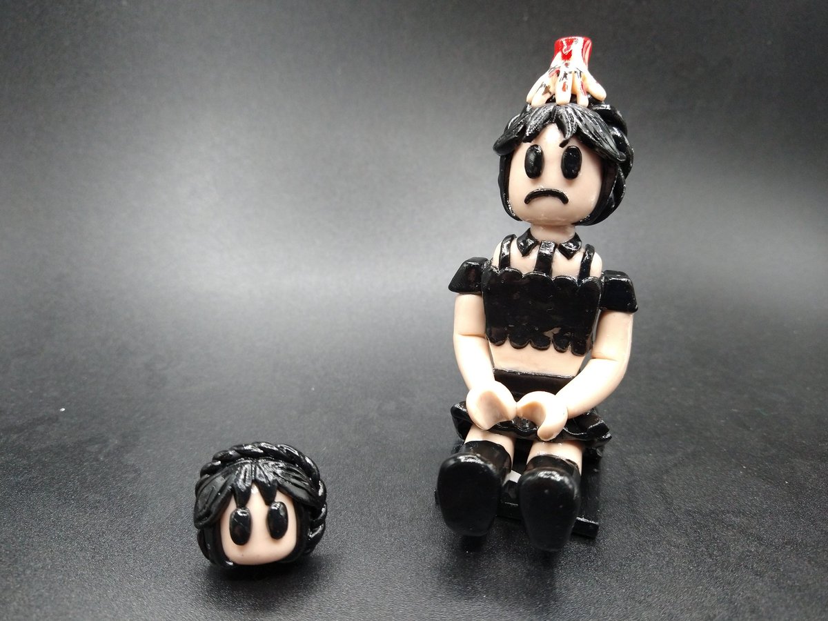 TickysTrinkets's tweet image. *here&apos;s a recent custom order I did on Etsy!! This is Wednesday in the style of Roblox!! Along with a matching ring!! 
.
*This is not available for sale but I do accept commission orders!! 😄♥️
.
.
.
#wednesday #dancedance #roblox #art #polymerclay #etsy #thing