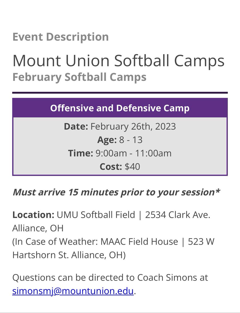 University of Mount Union Softball tweet media