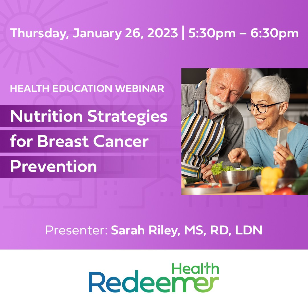 Final reminder to register for our Health Education Webinar on Nutrition Strategies for Breast Cancer Prevention with Registered Dietician, Sarah Riley, MS, RD, LDN!

This is a virtual ZOOM presentation followed by a Q&amp;A period. us06web.zoom.us/webinar/regist…
