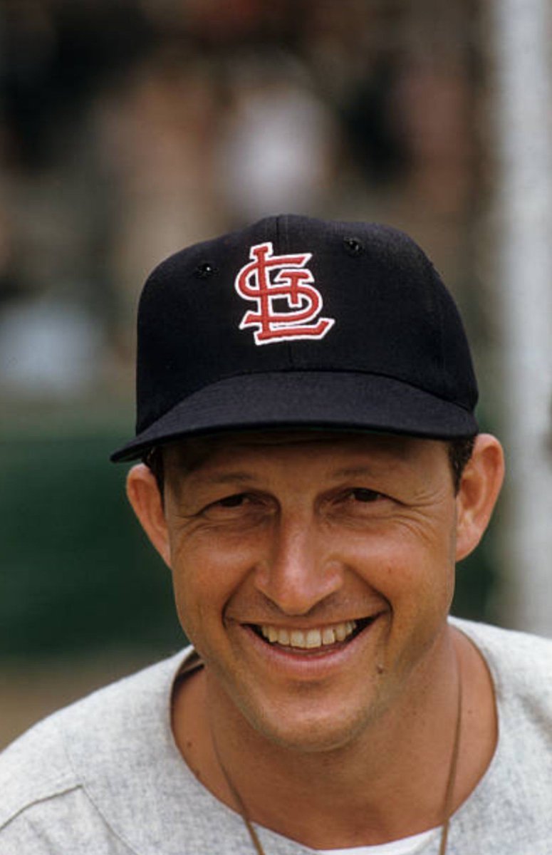 AugieNash's tweet photo. Stan Musial in the navy blue hat is perfection! #STLCards https://t.co/JZ455pPhT0