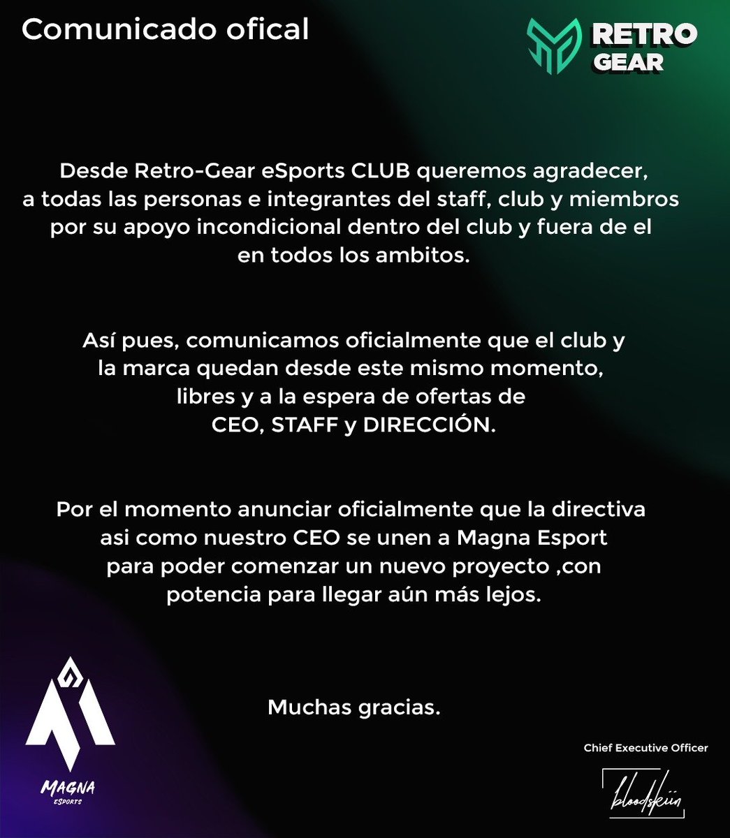 Muchas gracias  a todos y a todas.

Nos vemos en <a href="/MagnaEsport/">MAGNA ESPORTS</a> !!