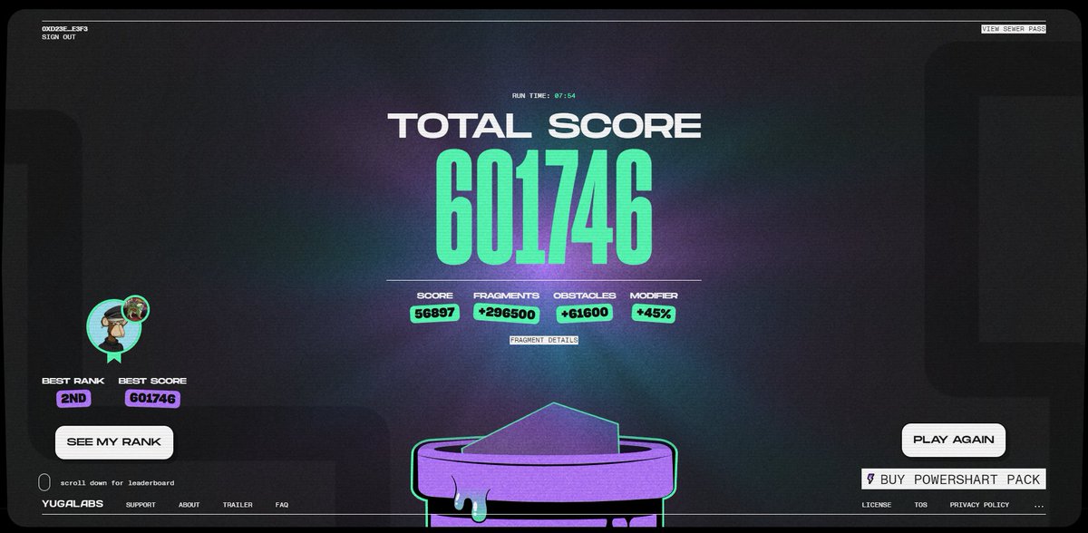 0xBandage's tweet photo. just got 2nd place in dookey dash lol. 601k score.
@BoredApeYC @dookeydash https://t.co/XIfrA0uzH5