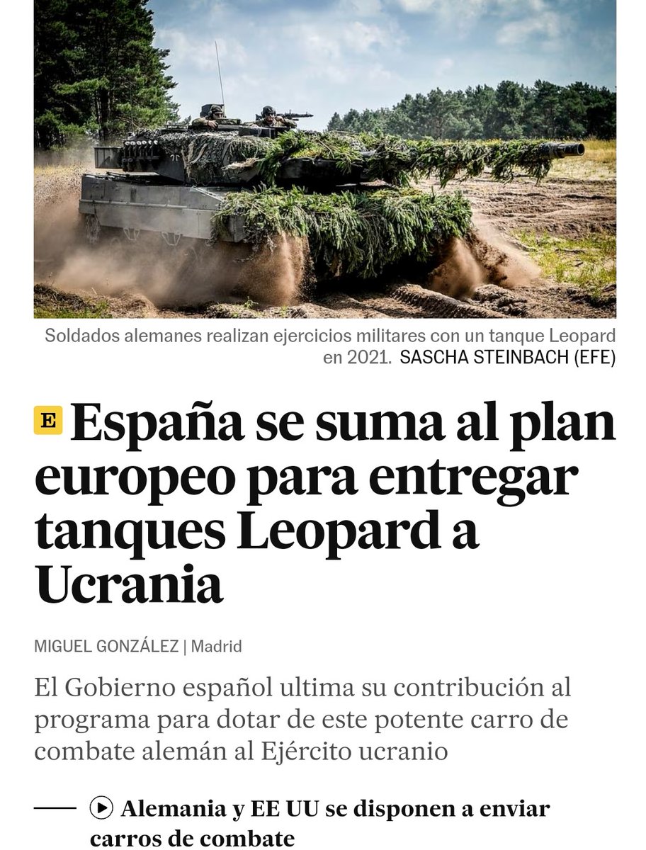 MareasCiudadana's tweet photo. Artículo: "¿Dónde están los pacifistas en España?" https://t.co/RJfLG6eNoR
Segun @MorenoG_Agustin :
➡️ No es posible que haya desaparecido el espíritu antiOTAN.
➡️La invasión rusa de Ucrania es absolutamente injustificable, hay que condenarla.
¿Tanques Leopard a Ucrania? https://t.co/3PHZjwqu21
