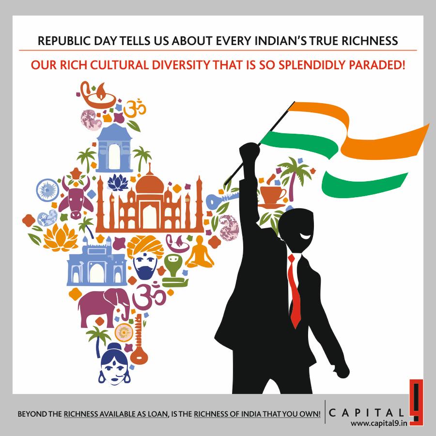 capital9in's tweet photo. As a leading financial services provider, Capital 9! can lend many things - our complete attention, the highest amounts as loan, our vast networking database and so on. One thing we can never lend - our pride as a nation!   Wishing everyone Happy Republic Day
#republicday #india https://t.co/OOjJuRvGFG