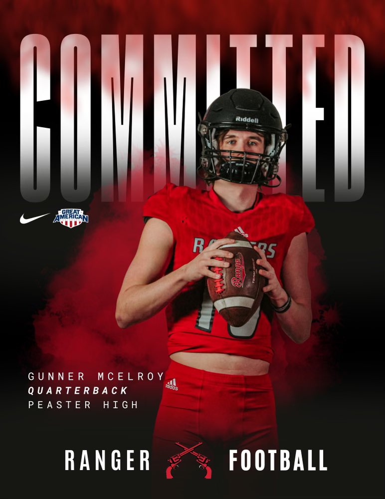 Gunner McElroy (@gunnermcelroy) on Twitter photo Excited and thankful to be a part of the <a href="/nwosufootball/">Ranger Football</a> family!
<a href="/Coach_J_Medrano/">Jason Medrano</a> <a href="/CoachKoppelmann/">Coach Koppelmann</a> <a href="/RealNolanRuth/">Nolan Ruth</a> <a href="/Gosset41/">Brian Gosset</a> <a href="/ClayMuench/">Clay Muench</a> Excited and thankful to be a part of the <a href="/nwosufootball/">Ranger Football</a> family!
<a href="/Coach_J_Medrano/">Jason Medrano</a> <a href="/CoachKoppelmann/">Coach Koppelmann</a> <a href="/RealNolanRuth/">Nolan Ruth</a> <a href="/Gosset41/">Brian Gosset</a> <a href="/ClayMuench/">Clay Muench</a>