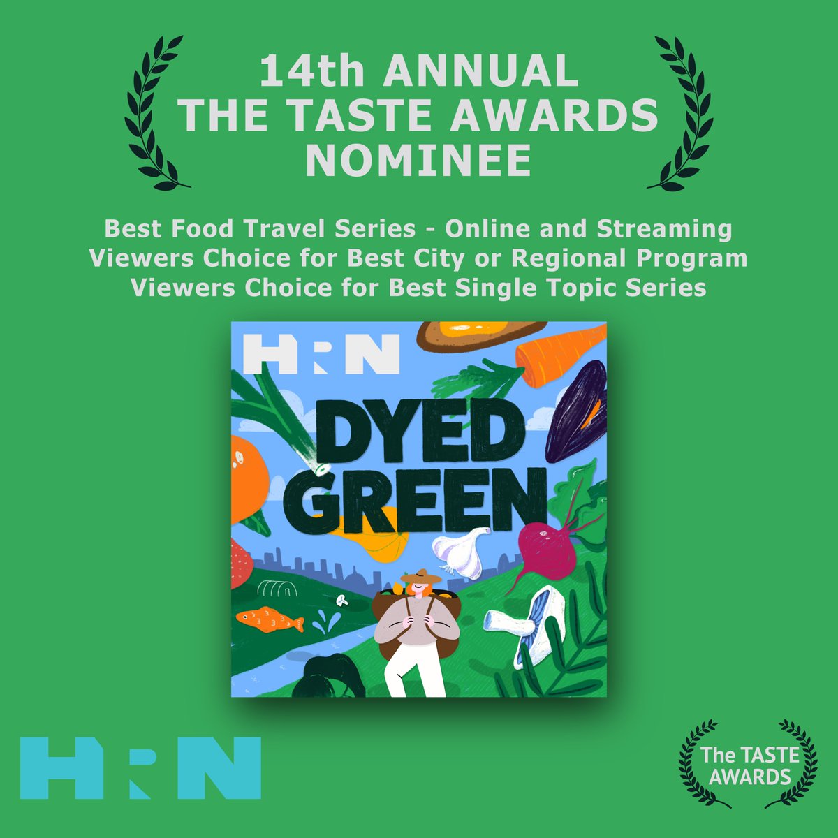 We're excited to announce Dyed Green’s nominations at the 14th Annual Taste Awards! Cast your vote for Dyed Green in the Viewers Choice Categories at surveymonkey.com/r/ZJD97NF.