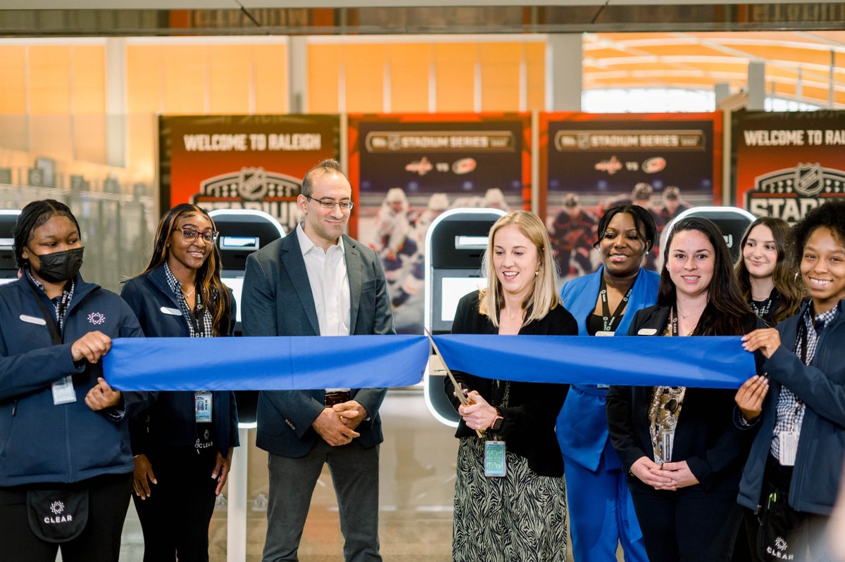 RDUAirport's tweet photo. 🛂 CLEAR IS HERE 🛂 Your airport trip is getting even easier! Starting today, RDU flyers now have access to @Clear's identity verification service in both terminals. Sign up at one of the kiosks here at the airport, or at https://t.co/ixqfYBosjR. https://t.co/FbATrO9Xjk