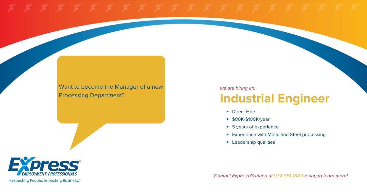 Do you or anyone you know have Metal and Steel processing experience and would like to explore a career in Industrial Engineering? We have the perfect opportunity for you. Our Skilled Trades Recruiter, Kelbi Conner is excited to partner with a local company to recruit an...