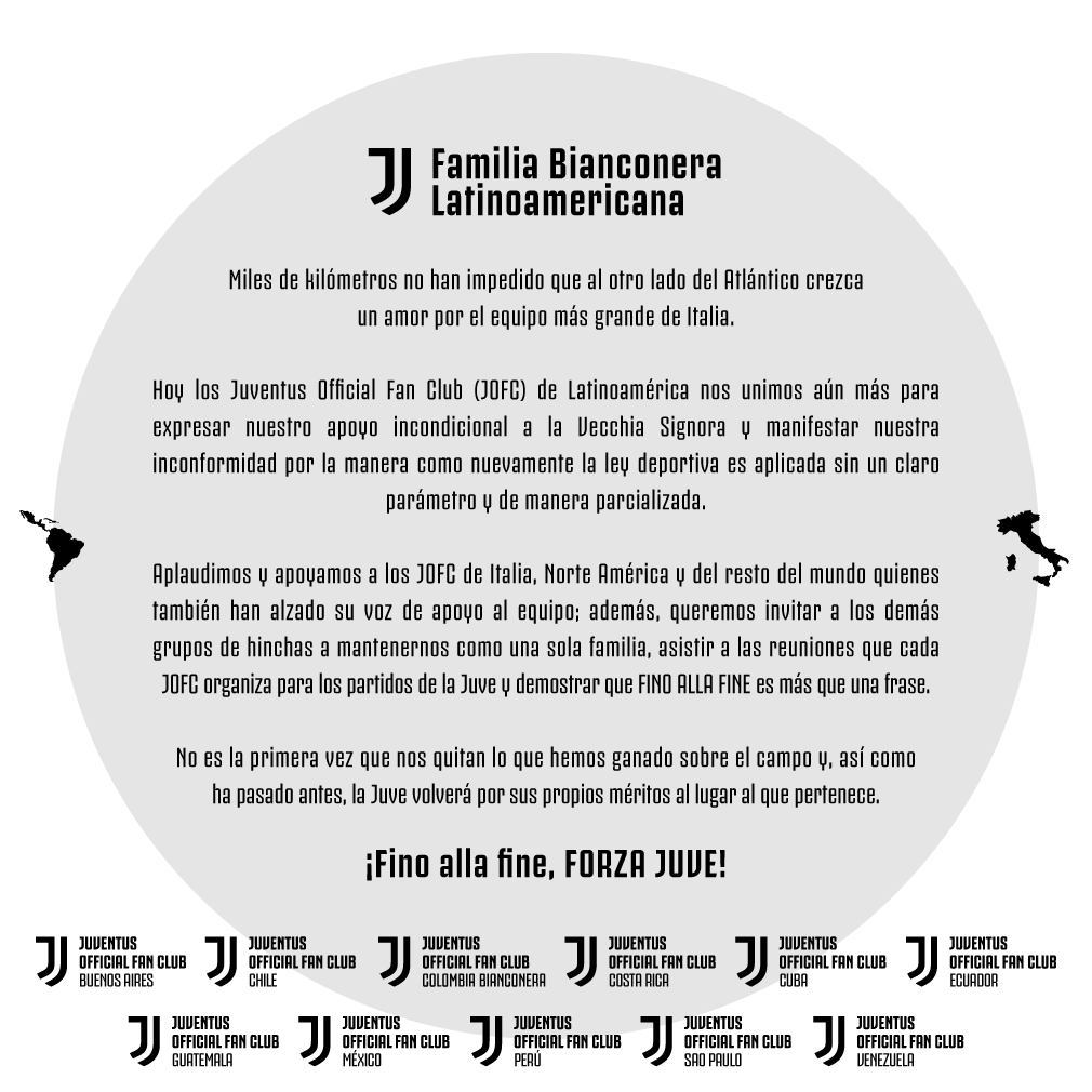 Col_Bianconera's tweet photo. Los Juventus Oficial Fan Club de Latinoamérica nos unimos a la protesta mundial contra el trato injusto que está sufriendo la @juventusfc 

🤍✊🖤🇦🇷🇨🇱🇨🇴🇨🇷🇨🇺🇪🇨🇬🇹🇲🇽🇵🇪🇧🇷🇻🇪

#ColombiaBianconera 🇨🇴🦓
#ForzaJuve 🖤🤍

@AroundTurin 
@juventusfces
@romeoagresti https://t.co/EYgTL2Niau