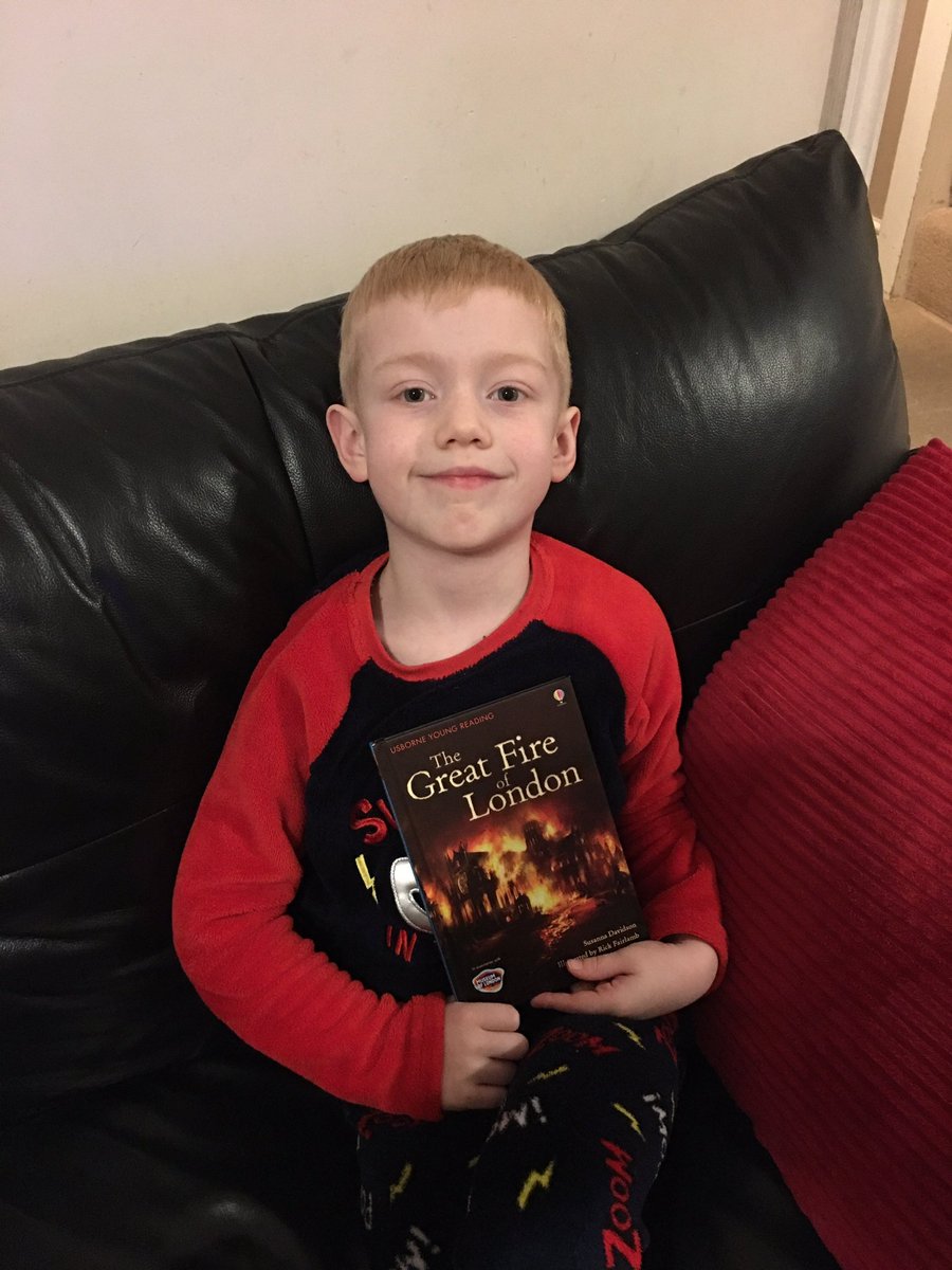 EmmaGoodfello10's tweet photo. Kai's been reading his new book to me tonight...had to buy it him after he came home telling me all about The great fire of London @MissNorton5 @HLC_Primary https://t.co/wzhUXiZcCY