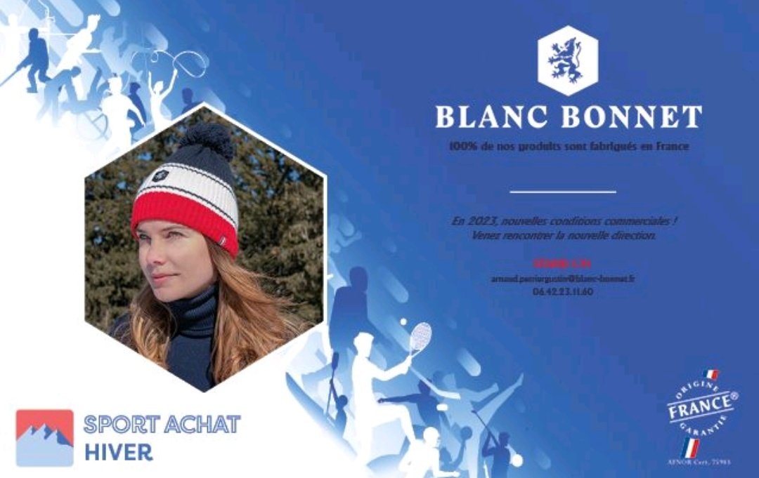 Blanc Bonnet (@blanc_bonnet) on Twitter photo Rendez-vous dès lundi 30 janvier à Sport Achat <a href="/eurexpo/">Eurexpo Lyon</a> !
Blanc Bonnet, fait son retour pour promouvoir le #madeinfrance et prouver qu'une marque Française peut produire 100% de sa collection en France.. avec plus de 170 modèles.
<a href="/LikeThatEvents/">Like That & Sportair</a> Rendez-vous dès lundi 30 janvier à Sport Achat <a href="/eurexpo/">Eurexpo Lyon</a> !
Blanc Bonnet, fait son retour pour promouvoir le #madeinfrance et prouver qu'une marque Française peut produire 100% de sa collection en France.. avec plus de 170 modèles.
<a href="/LikeThatEvents/">Like That & Sportair</a>