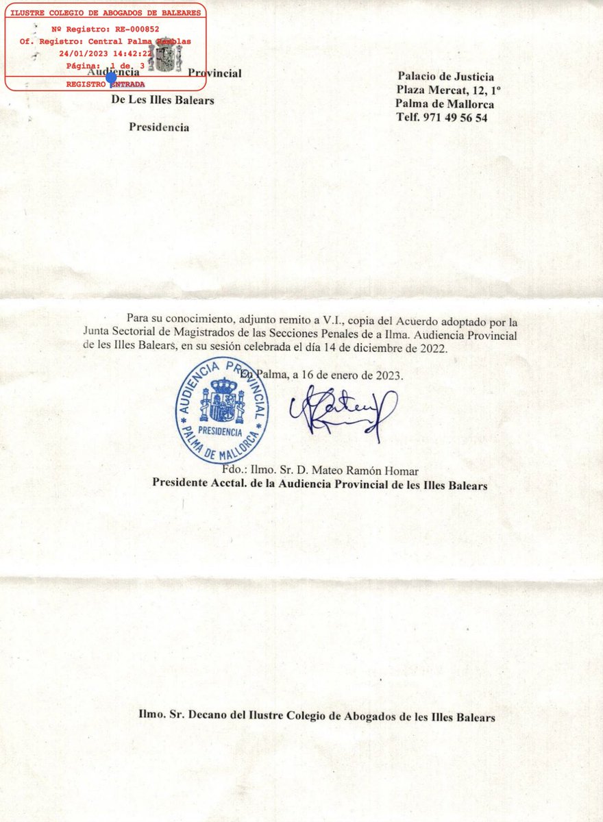 icaib's tweet photo. 📃 Acuerdo de la Junta Sectorial de Magistrados de las Secciones Penales de la Audiencia Provincial de les Illes Baleares sobre unificación de criterios en relación a la revisión de condenas tras la entrada en vigor de la Ley 10/2022, de garantía integral de la libertad sexual. https://t.co/nKrn8jAER1