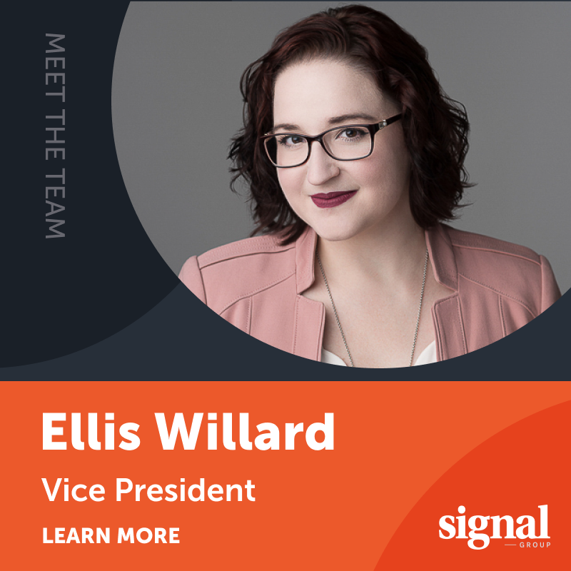 signalgroupdc's tweet photo. Using a people-centric approach and audience-based insights, Ellis cuts through the noise with her client’s stories and messaging. Read more about her work at Signal in her #SignalSpotlight here: