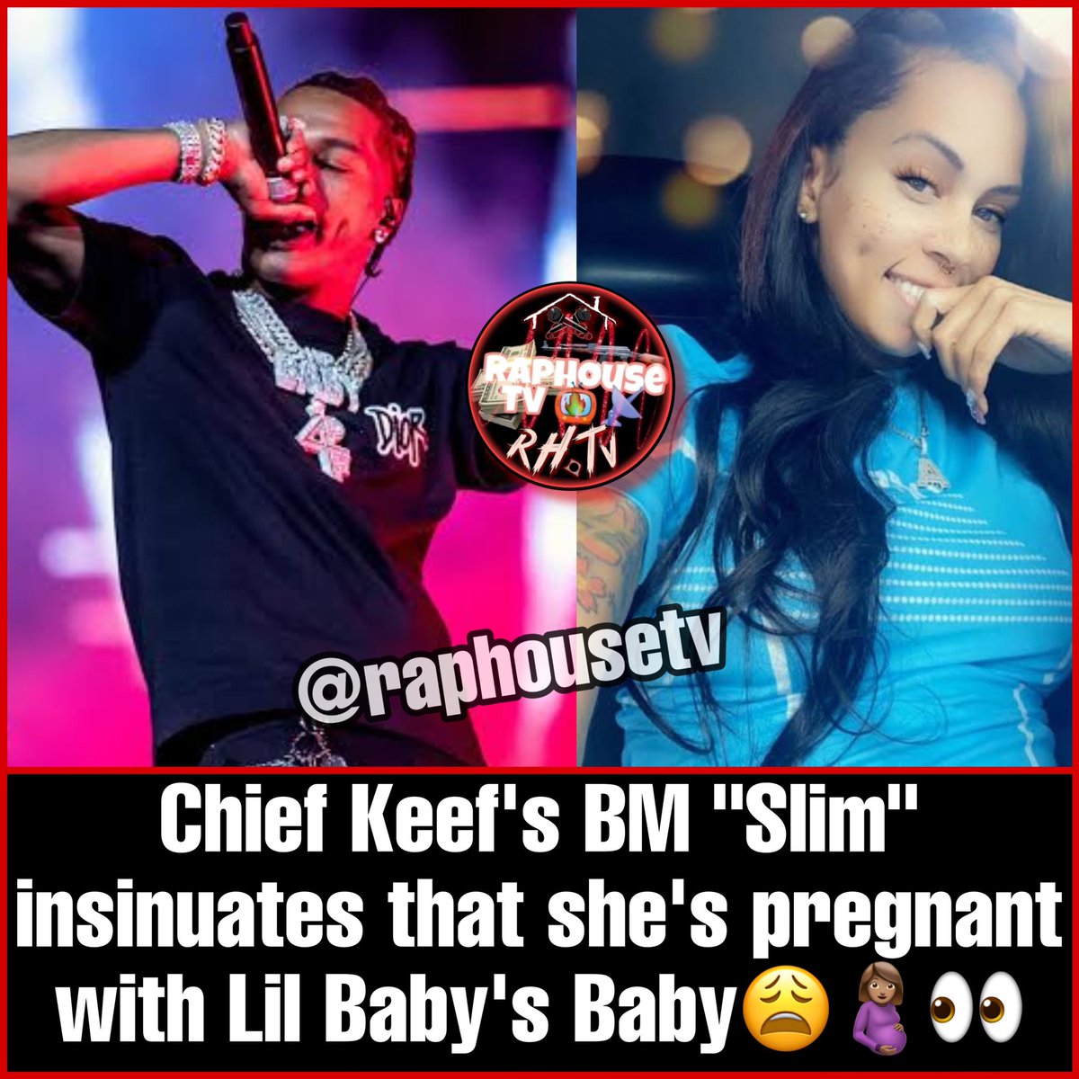 raphousetv2's tweet photo. Chief Keef's BM "Slim" insinuates that she's pregnant with Lil Baby's Baby😫🤰🏽 https://t.co/LQR1tHYxzJ