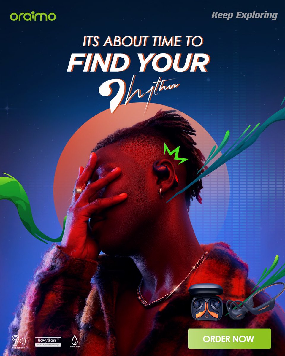 oraimomate's tweet photo. It’s about time!
Find your rhythm with the all new oraimo Open-ear Bluetooth Earphones 💚
Available now (link in bio) 🛍️
#oraimoopenaudio
#oraimoopencirclet
#oraimoopenpods https://t.co/GTbu9dmbfL