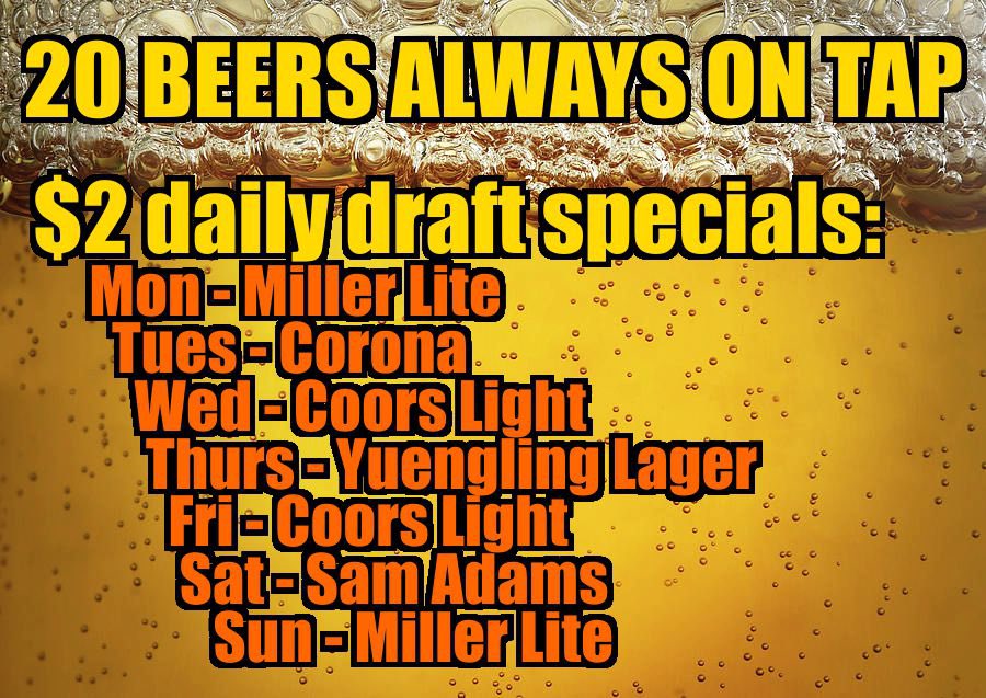 HurricanePizza's tweet photo. Hurricane’s 2023 daily beer specials! https://t.co/PoMujYuOgx