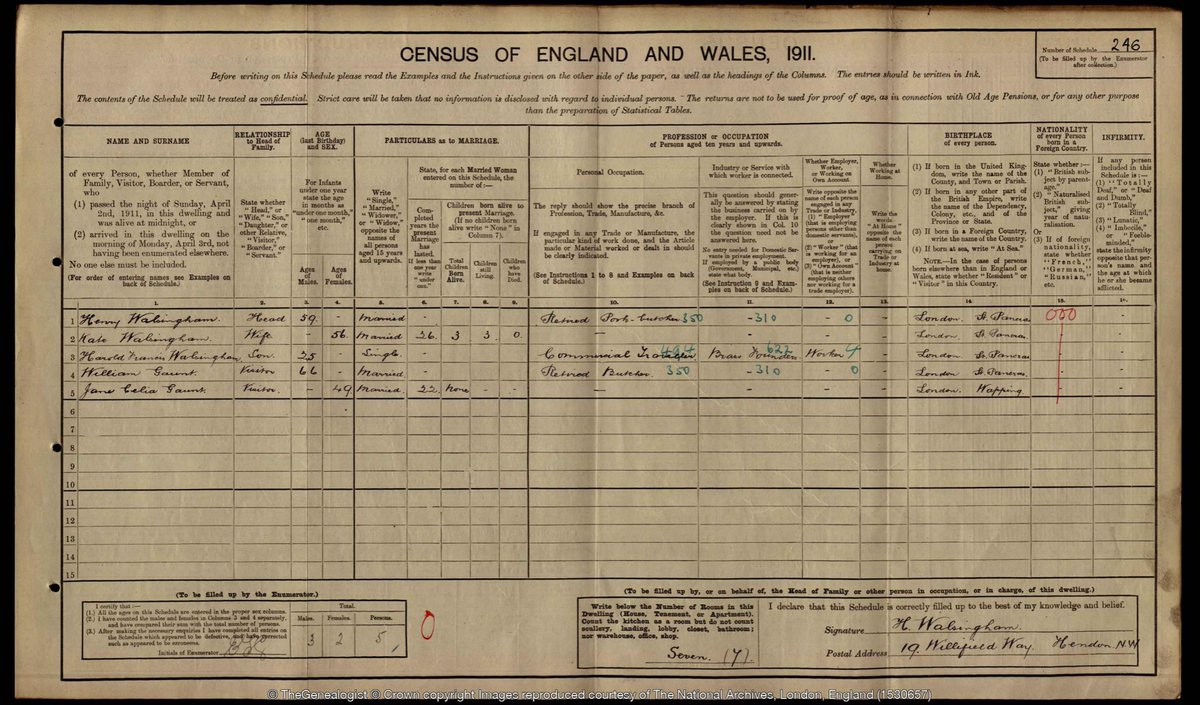 This is the 1911 Census for 19 Willifield Way. The 1911 Census was the first time forms were completed by householders themselves in their own handwriting. To find out more about the Census and what was discovered, check out this section on the website: hgsheritage.org.uk/Detail/collect…