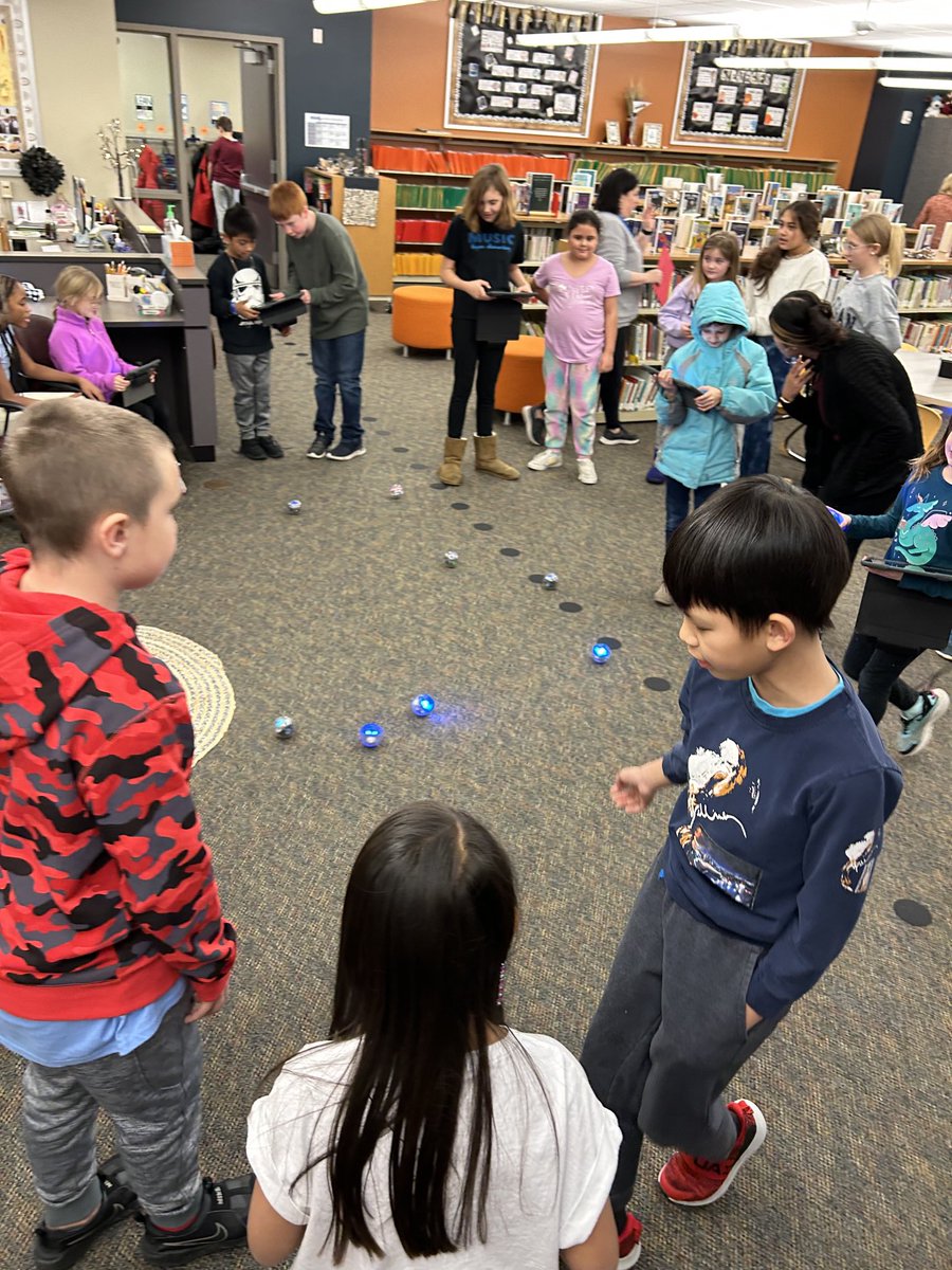 5th graders partnering with 2nd graders on a coding project with #spheros #coding #worksheetsdontgrowdendrites