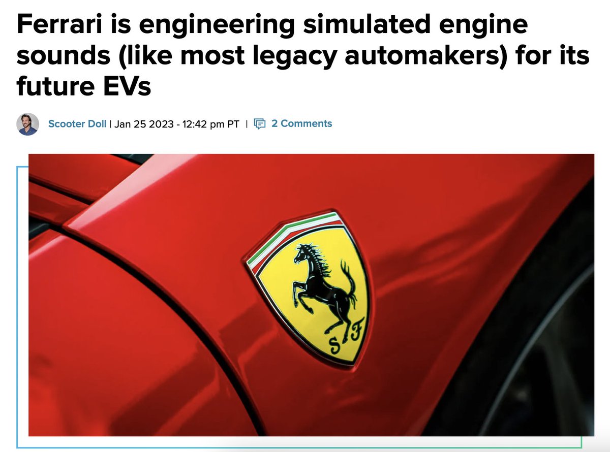 earcos's tweet photo. Ferrari le va a poner "sonido de cuñado" (es decir, sonido simulado de motor de gasolina, que se escuchará dentro del habitáculo) a sus futuros coches eléctricos.

🤐🤐🤐🤐🤐🤐🤐 https://t.co/yof1OtOAq9
