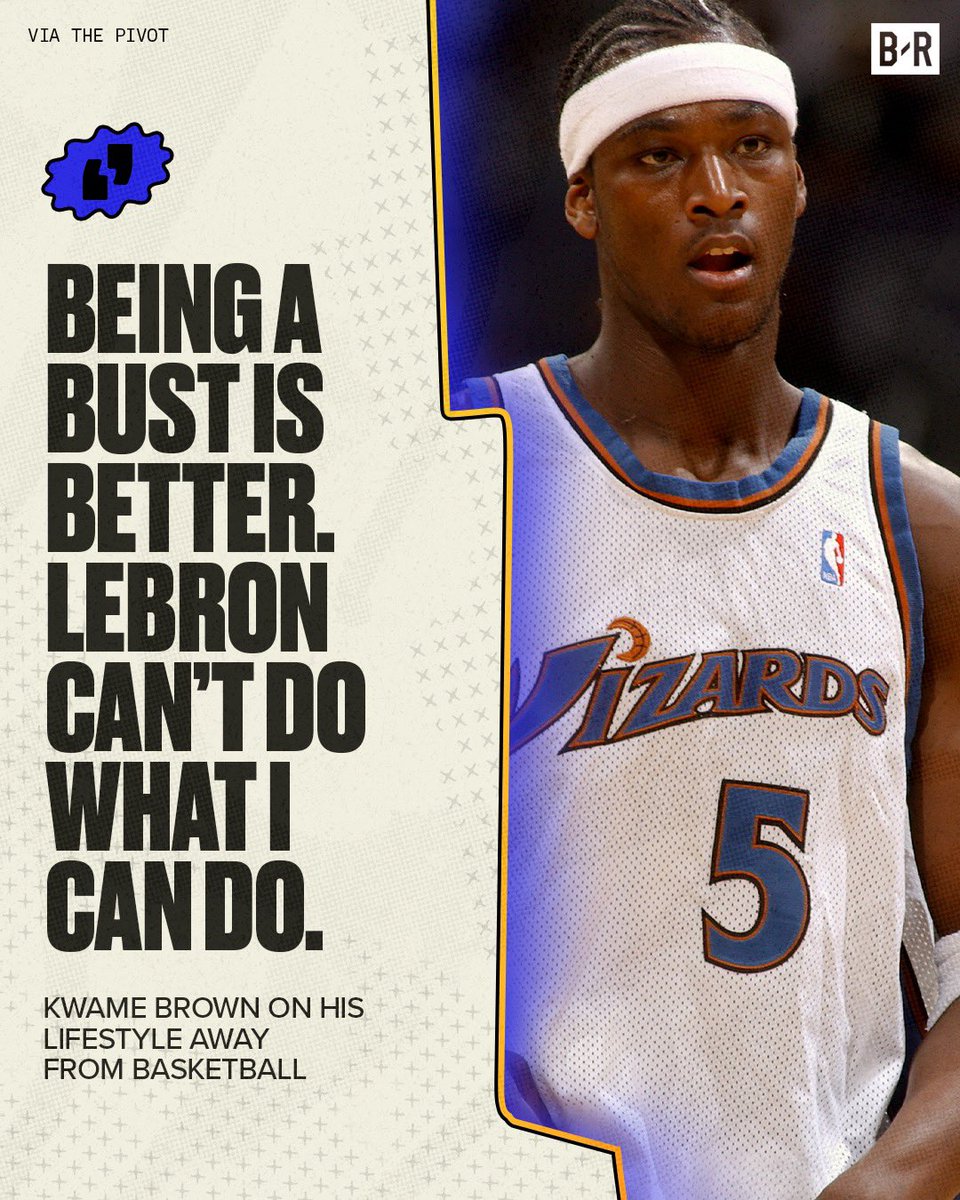 BleacherReport's tweet photo. Kwame Brown has no regrets about how his NBA career panned out 

(via @thepivot) https://t.co/ayVfJVcWFy