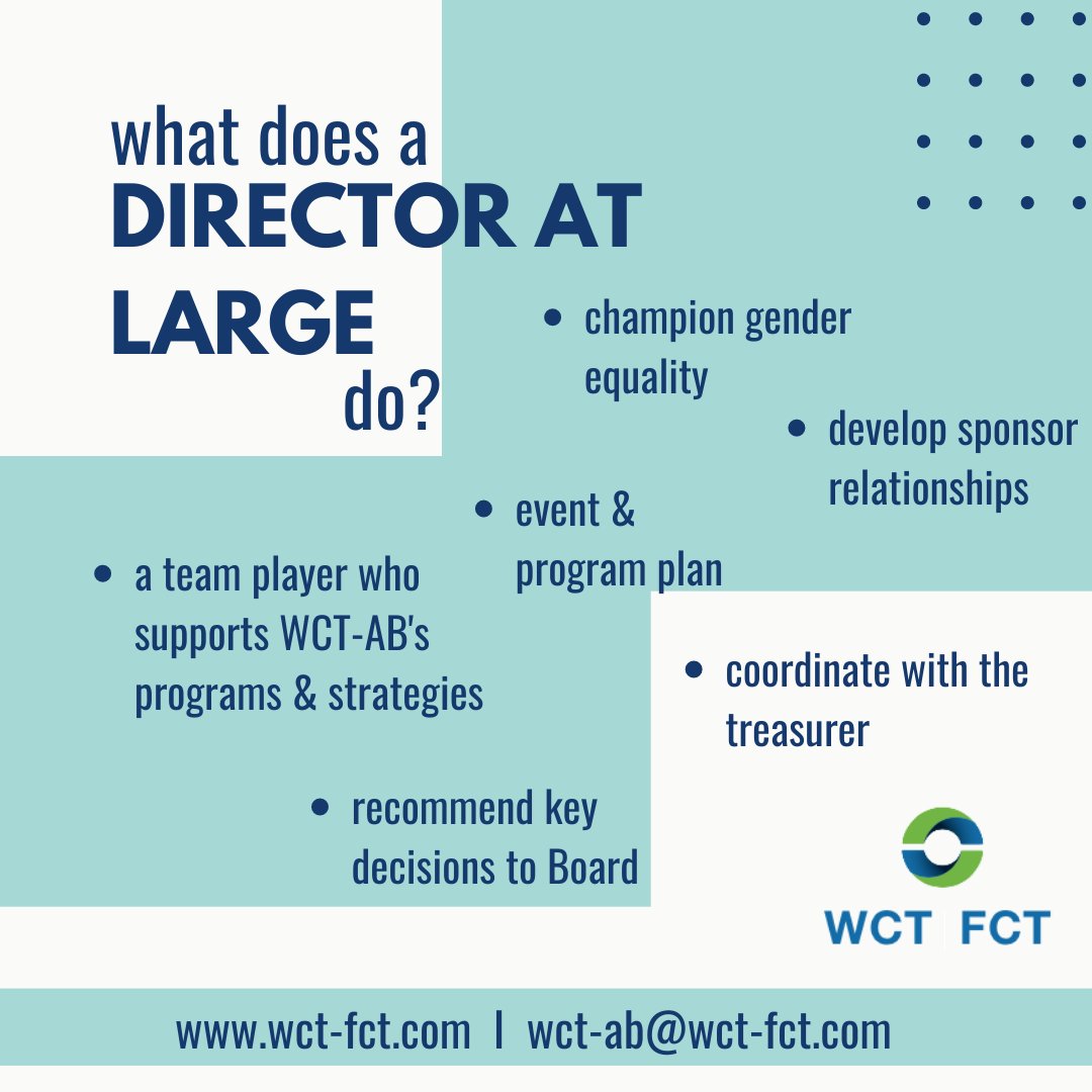 We want you! 2 Director at Large positions open. Are you passionate about making a difference & a champion for gender equality? Send us your resume. 

Link in bio for the full job description. 

#WCTAB #womenintech #womenincommunications #boardofdirectors