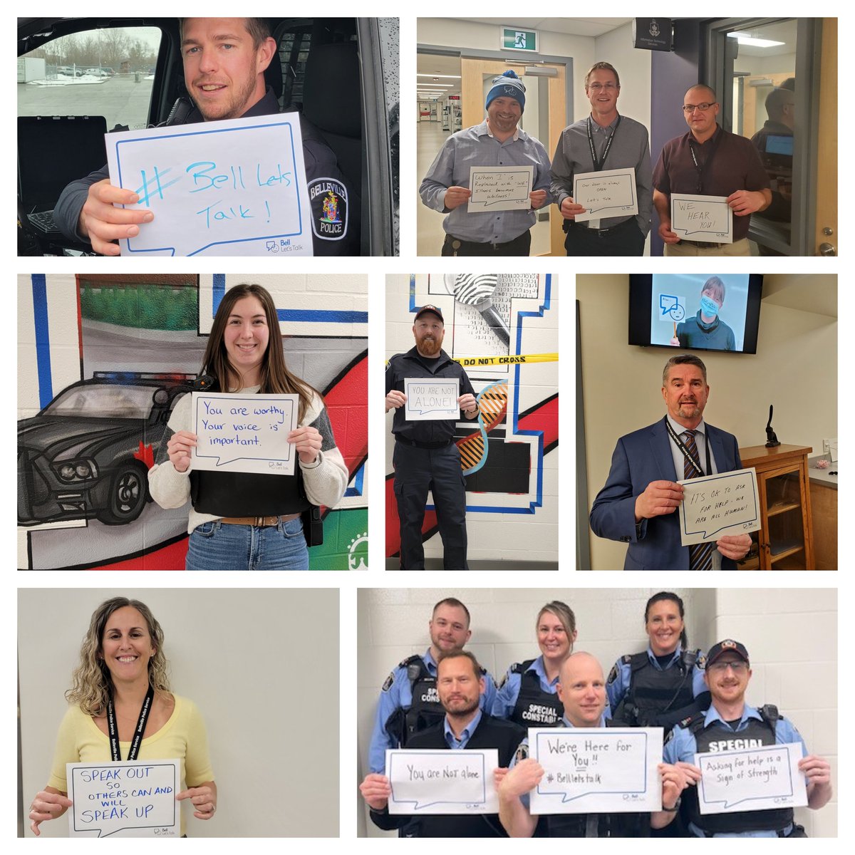 BLVLPolice's tweet photo. Today is #BellLetsTalkDay! Join the conversation and #EndTheStigma surrounding #mentalhealth. It's time to create positive change for those living with mental health issues in Canada. #BellLetsTalk @Bell_LetsTalk @BlvlTsu @BLVLPoliceAssoc @PoliceAssocON @BellevilleON https://t.co/CE2850Z2nB