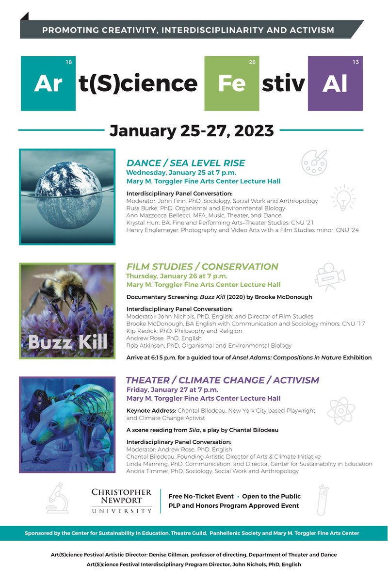 CNUComm's tweet photo. Happening this week...

The Arts and Science Festival! https://t.co/ih2jaSnWkN
