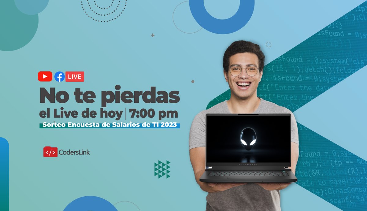 coderslink's tweet image. ¡Es hoy, es hoy! 🏆 💻 

Esperamos que estén listos para el sorteo de la laptop hoy; nos podemos ver en YouTube, Facebook o LinkedIn para el #live. facebook.com/events/4422790…

Nos vemos a las 7pm hora centro, #linkers. 🤠 #coderslinktalent