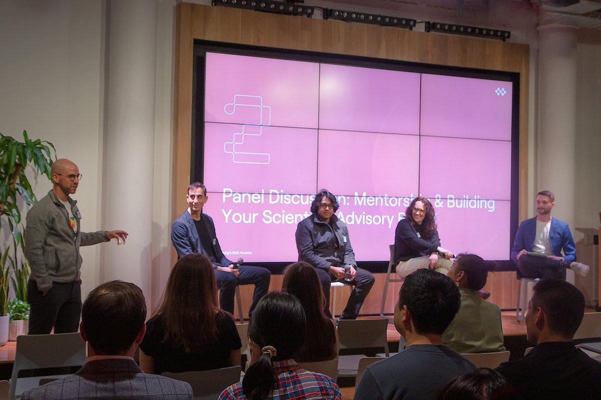 NucleateNY's tweet photo. A big thank you to all the panelists for an engaging discussion during our Mentor Matching Event! Peter Alff - @orangegrovebio, @lizbwood - @JURA_bio, and @rayrah_ - @HarmonicDiscov. All possible with the support of @JakePrigoff @GaingelsVC 
📍@ThinkRiseGlobal 📷@JoeSimonIV https://t.co/5JT8dUsRkK