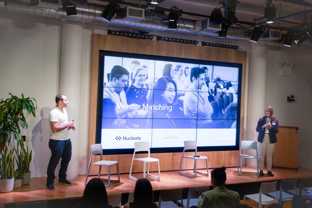 NucleateNY's tweet photo. A big thank you to all the panelists for an engaging discussion during our Mentor Matching Event! Peter Alff - @orangegrovebio, @lizbwood - @JURA_bio, and @rayrah_ - @HarmonicDiscov. All possible with the support of @JakePrigoff @GaingelsVC 
📍@ThinkRiseGlobal 📷@JoeSimonIV https://t.co/5JT8dUsRkK