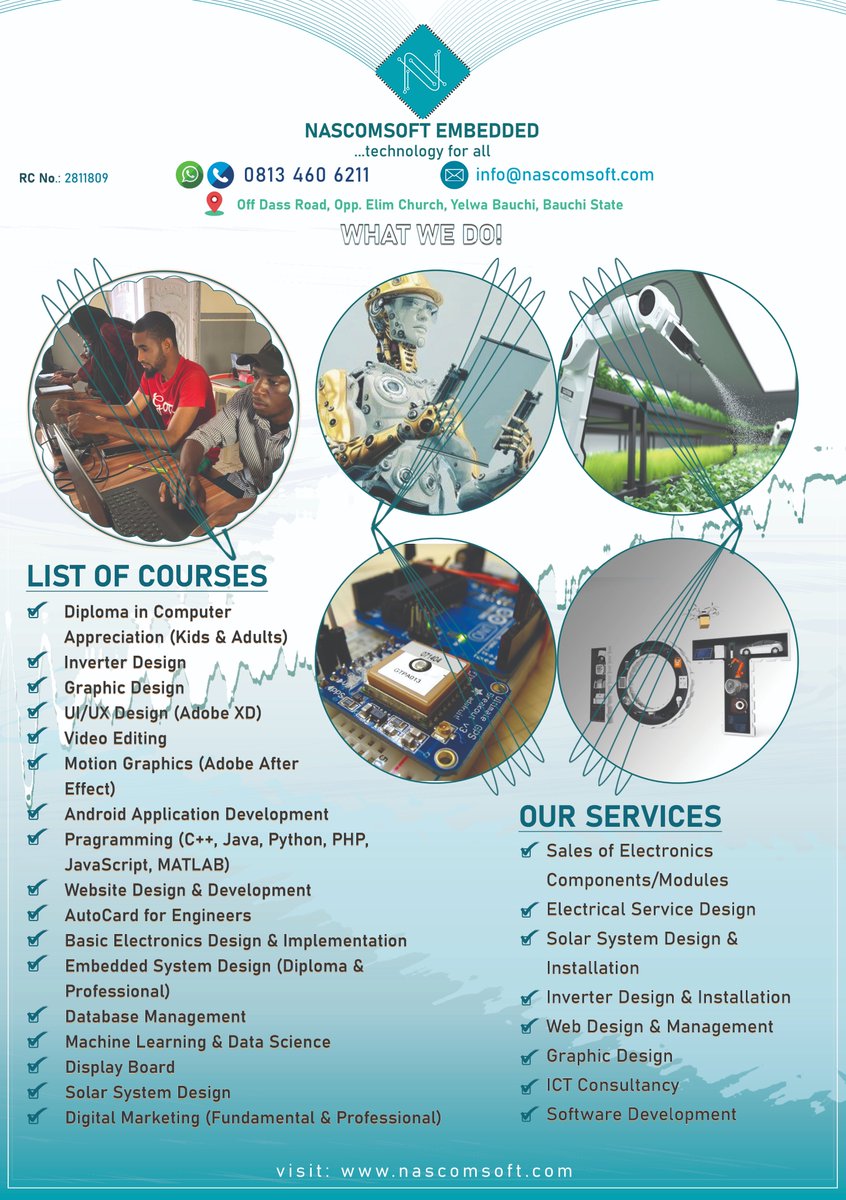 AbanaPhilip's tweet image. Unlock your tech potential with our latest courses! From programming to web dev to embedded systems, we have it all. Check out our flyers & enroll now for a successful tech career #programming #webdevelopment #embeddedsys #career #technologyforall #nascomsoftembedded