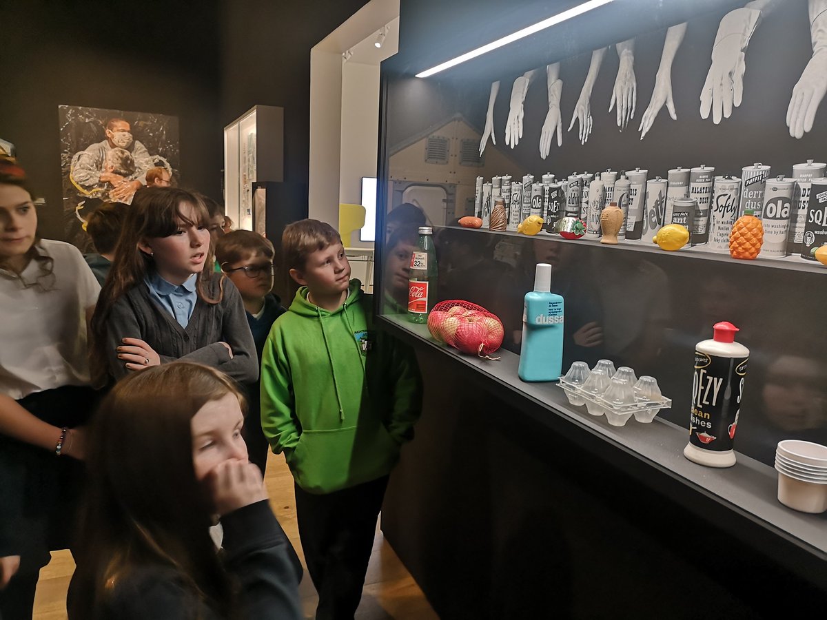 AuchterhousePS's tweet photo. A fantastic trip to the @VADundee today with Julie who gave us a very interesting tour in the Plastics:Remaking our world exhibition. Lots of questions from pupils to investigate further back at school.
#uncrc
#aimsofeducation 
#healthwaterfoodenvironment https://t.co/p7Xad19TD0