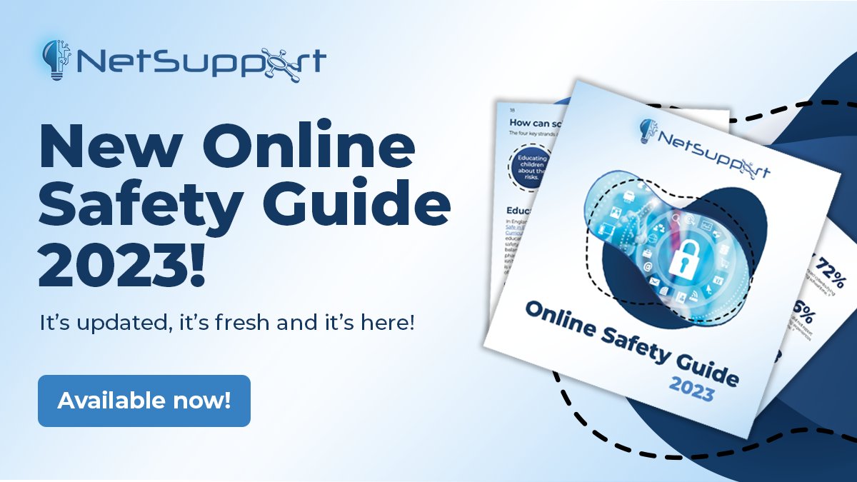 NetSupportInc's tweet image. It’s updated, it’s fresh and it’s here! Our Online Safety Guide 2023 is back, filled with hints, tips and advice to help keep your students safe online. Download your copy for free here mvnt.us/m1369419 

#OnlineSafety #Safeguarding #SaferInternetUse #EdTech