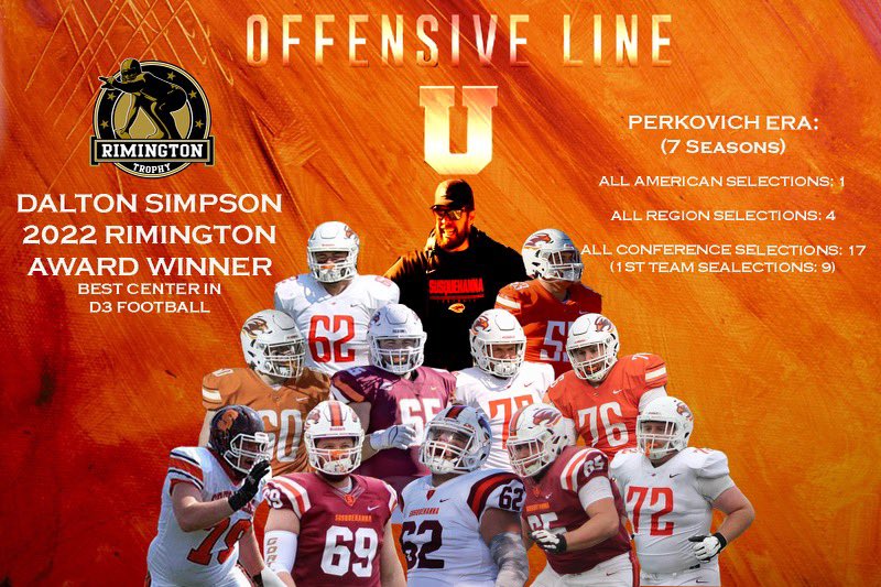 SURiverHawksFB's tweet photo. Instead of chasing level &amp; a moment of clout on social media, come be a part of something proven &amp; real! Check the numbers…they don’t lie. A guy has been 1st Team at every spot on the OL, topped off with the 2022 Rimington Winner for the best center in the country. Come ball. https://t.co/C3LmbJlxYa