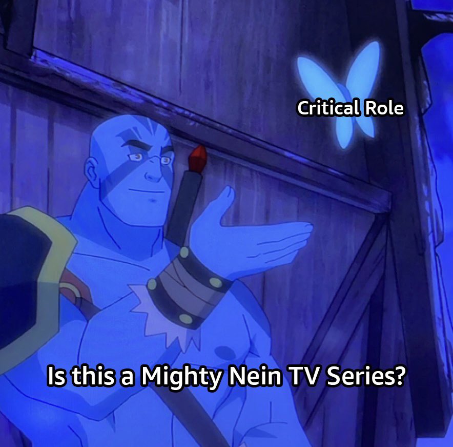 PrimeVideo's tweet photo. We're going to get lots of use out of this moment, huh? #MightyNein #VoxMachina @CriticalRole https://t.co/WCblOdUWuR