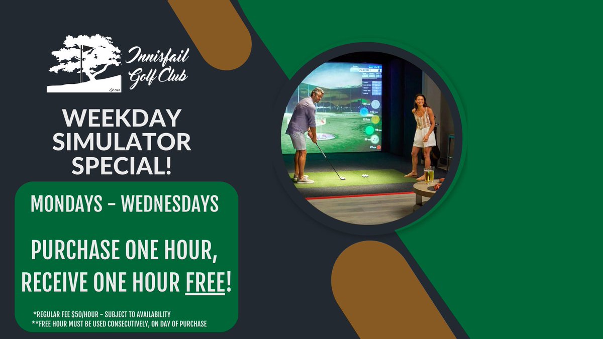 Beat the winter blues with this steal of a deal!

Mondays thru Wednesdays, from January 30th thru February 28th, purchase one hour of simulator time at $50, and receive the 2nd hour for free! 🤩

#experienceigc #wintergolf #golfsimulator #beatthewinterblues #swinglifeaway