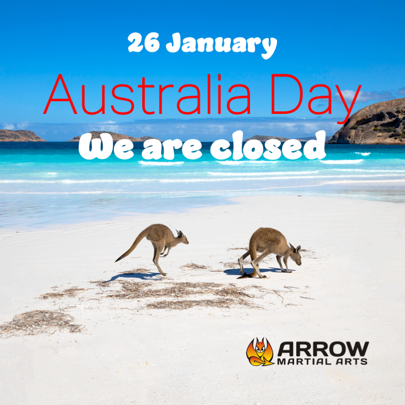 ArrowMartial's tweet image. Happy Australia Day. 26 January is a public holiday so Arrow Martial Arts is closed. Our kids' lessons return for 2023 on Mon 30 Jan. See you then!