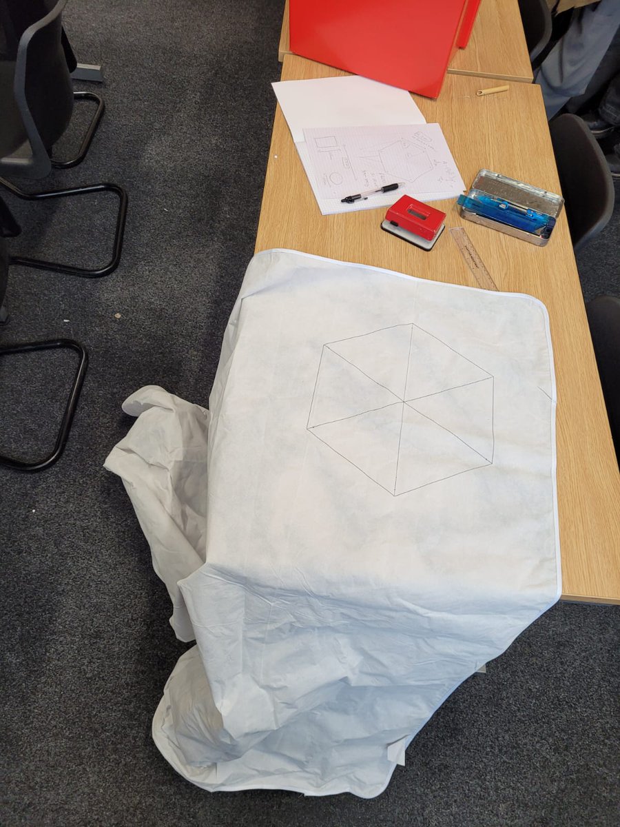 TeamRed_CanSat's tweet photo. November 2022

Working on hexagonal parachute design to be used in drop tests..

A soda can filled with sand (simulate weight between 300-350g) will be used as the 'satellite' to test the effectiveness of the parachute and accuracy of our calculations for the size and dimensions https://t.co/0TH4WA4Qc6
