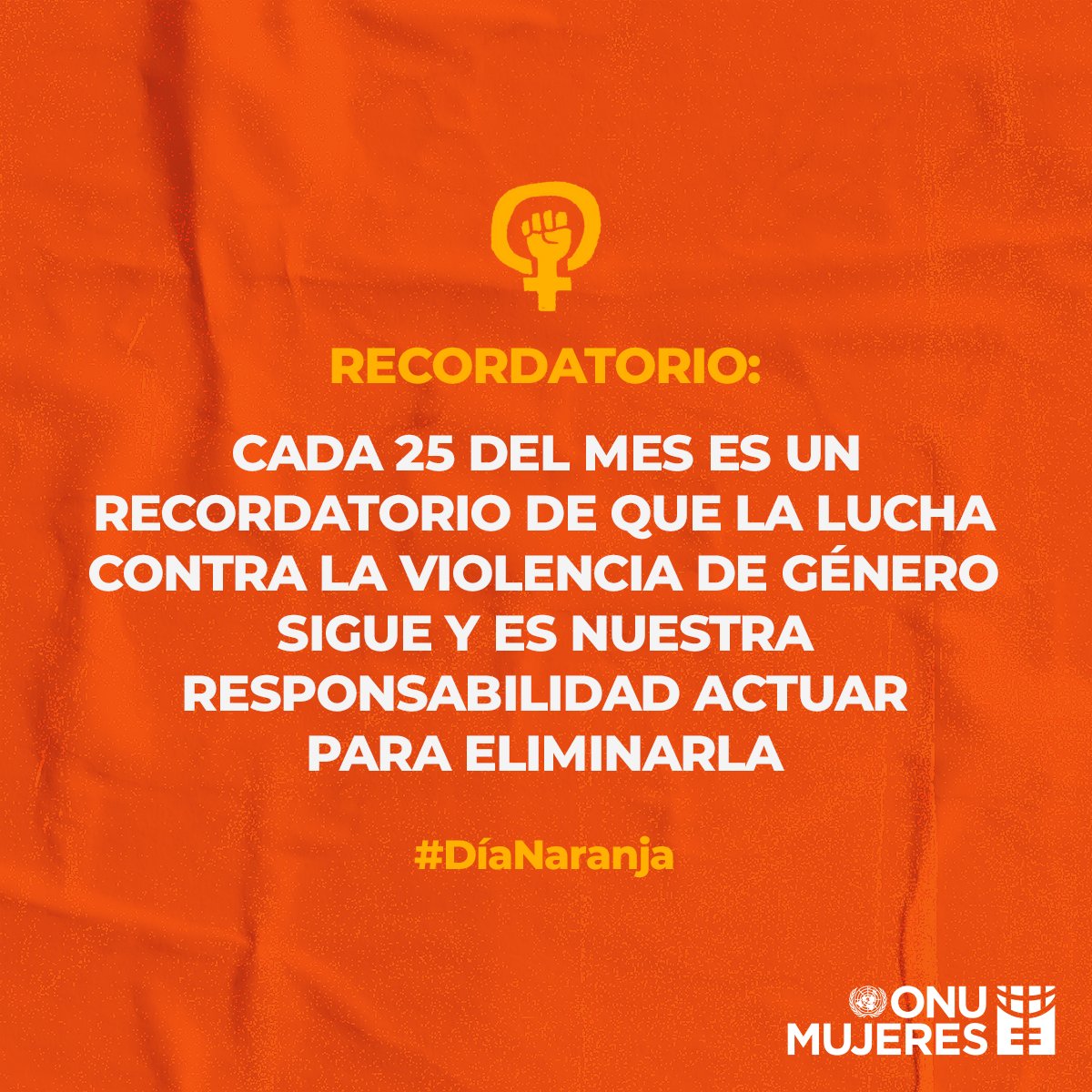 ONUMujeres's tweet photo. 🟠 Cada 25 del mes conmemoramos el #DíaNaranja: una fecha para hacer conciencia de la violencia que sufren las mujeres y niñas y que es nuestra responsabilidad prevenirla. ¡Acabemos con la #ViolenciaContraLasMujeres! https://t.co/n7Gs9itM4K