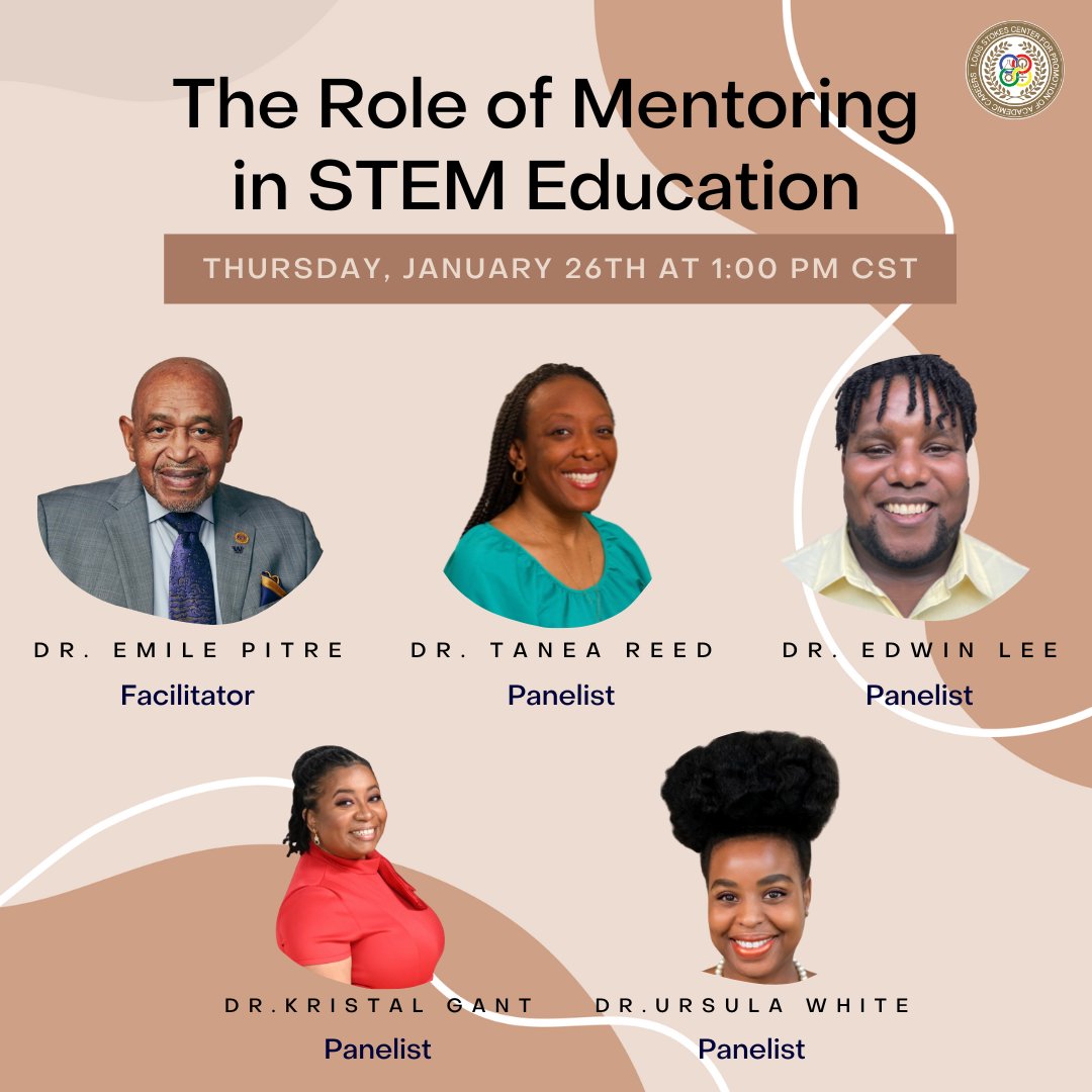 It's not too late to register! Join us tomorrow, January 26th at 1:00 PM CST as we present our first event of 2023, “The Role of Mentoring in STEM Education”!

lsu.zoom.us/meeting/regist…