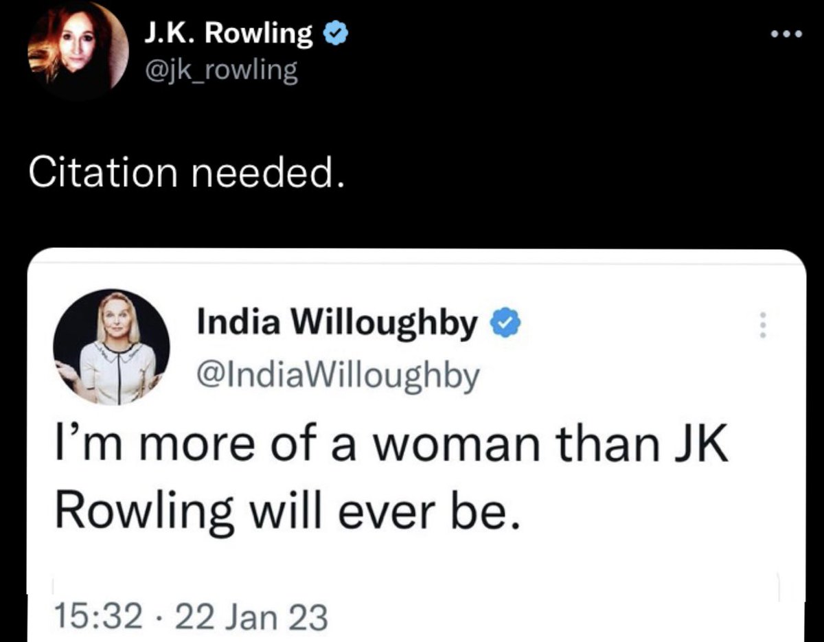 AmericanGreatness (@nonbiasedly) on Twitter photo <a href="/jk_rowling/">J.K. Rowling</a> J.K. Rowling, an unapologetic real woman with "balls of steel"... figuratively.
India Willoughby, a pretentious fake women with cut-offed balls... literally. <a href="/jk_rowling/">J.K. Rowling</a> J.K. Rowling, an unapologetic real woman with "balls of steel"... figuratively.
India Willoughby, a pretentious fake women with cut-offed balls... literally.