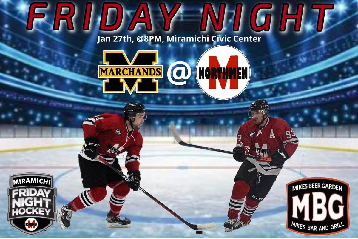 PQMiramichi's tweet photo. #BSHL
Friday
Miramichi vs. 
Shippagan 7pm (MCC)
-Northmen 5-8-3
#Miramichi https://t.co/UmdVF921Cb