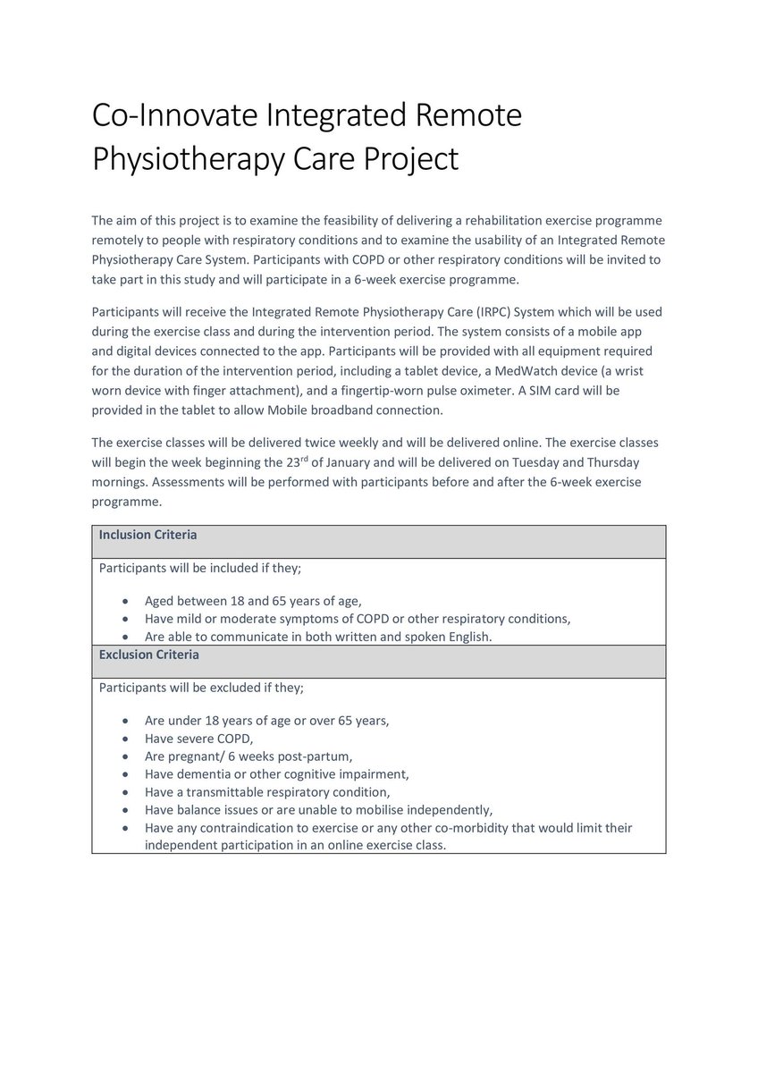 SingStrong Ireland (@singstrongire) on Twitter photo Dundalk Institute of Technology are running a new online exercise pilot project for people with COPD. Please see attached notice and description of the project. They are recruiting now and the intervention will begin shortly. To enrol, email netwellcasala@dkit.ie Dundalk Institute of Technology are running a new online exercise pilot project for people with COPD. Please see attached notice and description of the project. They are recruiting now and the intervention will begin shortly. To enrol, email netwellcasala@dkit.ie