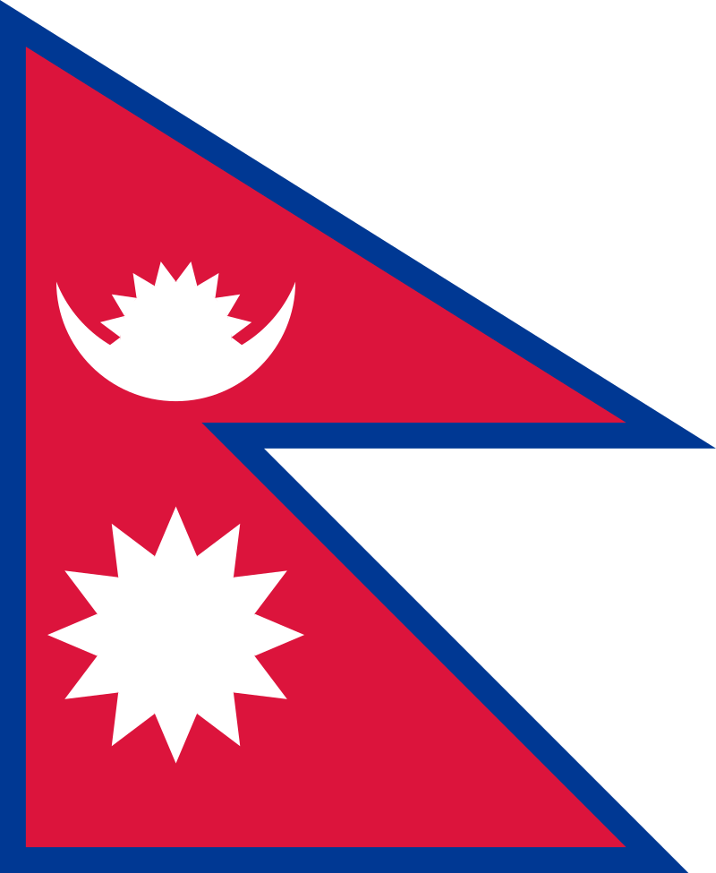 OneDayOneFlag's tweet photo. This is the Nepali flag since 1962. It's famous because it's the only national flag that isn't rectangular. The triangles represent the Himalayas and the two official religions, hinduism and budism. The moon symbol the Royal House and the sun, the Rana Dinasty. https://t.co/l7jjBWCiZM