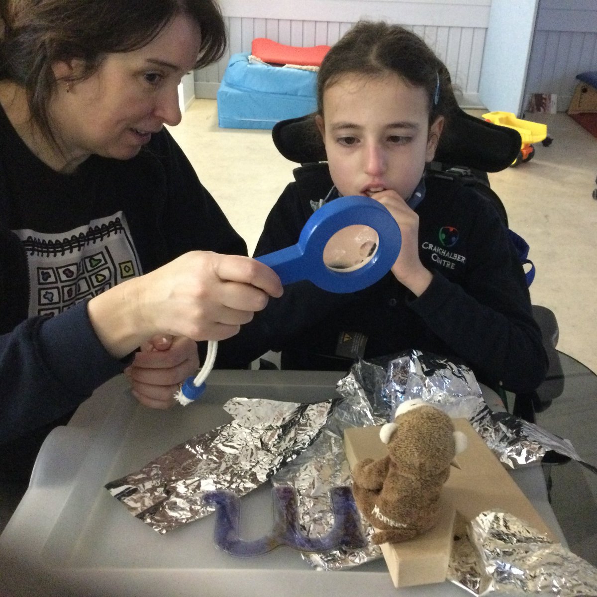 Craighalbert's tweet photo. Learning about the letter M brought lots of choices and to opportunities to communicate our preferences. We got to use the karaoke mic, play with a monkey, look through a magnifying glass and some messy play.
#leraning #literacy #school #education #communication #choices https://t.co/R6nnUngJyw