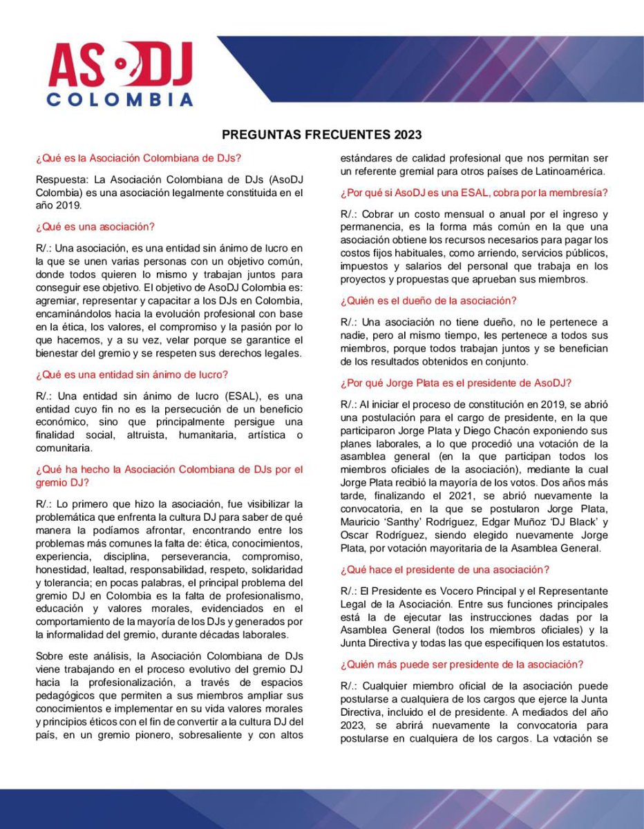 AsoDJCol's tweet photo. Estimado Colega:

El gremio te necesita, este es el momento más oportuno en nuestra historia, para unimos, para trabajar juntos y crecer profesionalmente.

Resuelve todas tus dudas @AsoDJCol con este documento.

Mas Info: https://t.co/8Bk00XzgSs.

#JuntosSeremosMasFuertes https://t.co/TGVpCnPoaP