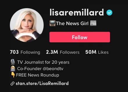 Lisa Remillard TikTok page